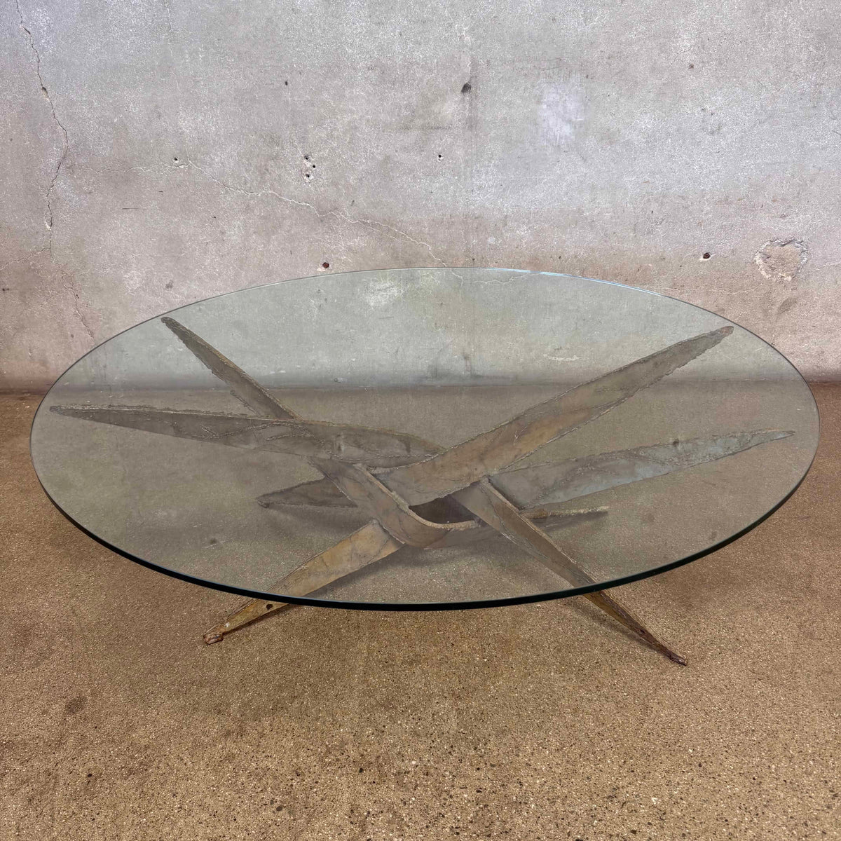 1970s Silas Seandel Midcentury Brutalist - Metal & Glass Coffee Table