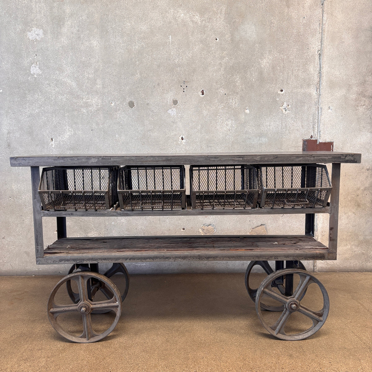 All Steel Factory Rolling Cart/Console Table/Bar Cart