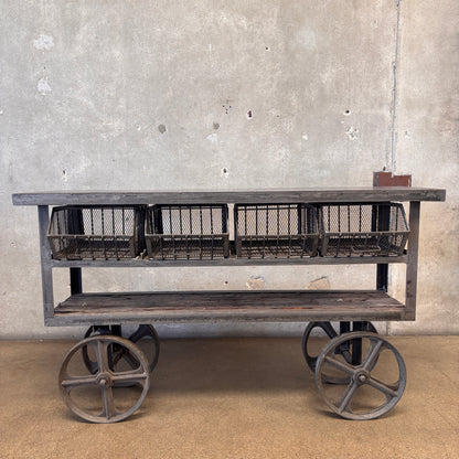 All Steel Factory Rolling Cart/Console Table/Bar Cart