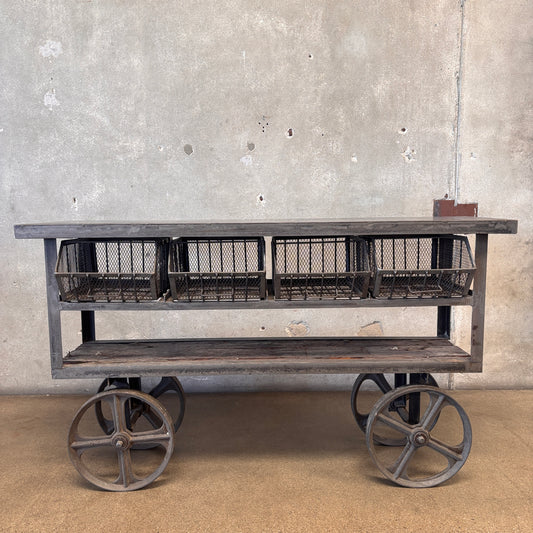 All Steel Factory Rolling Cart/Console Table/Bar Cart