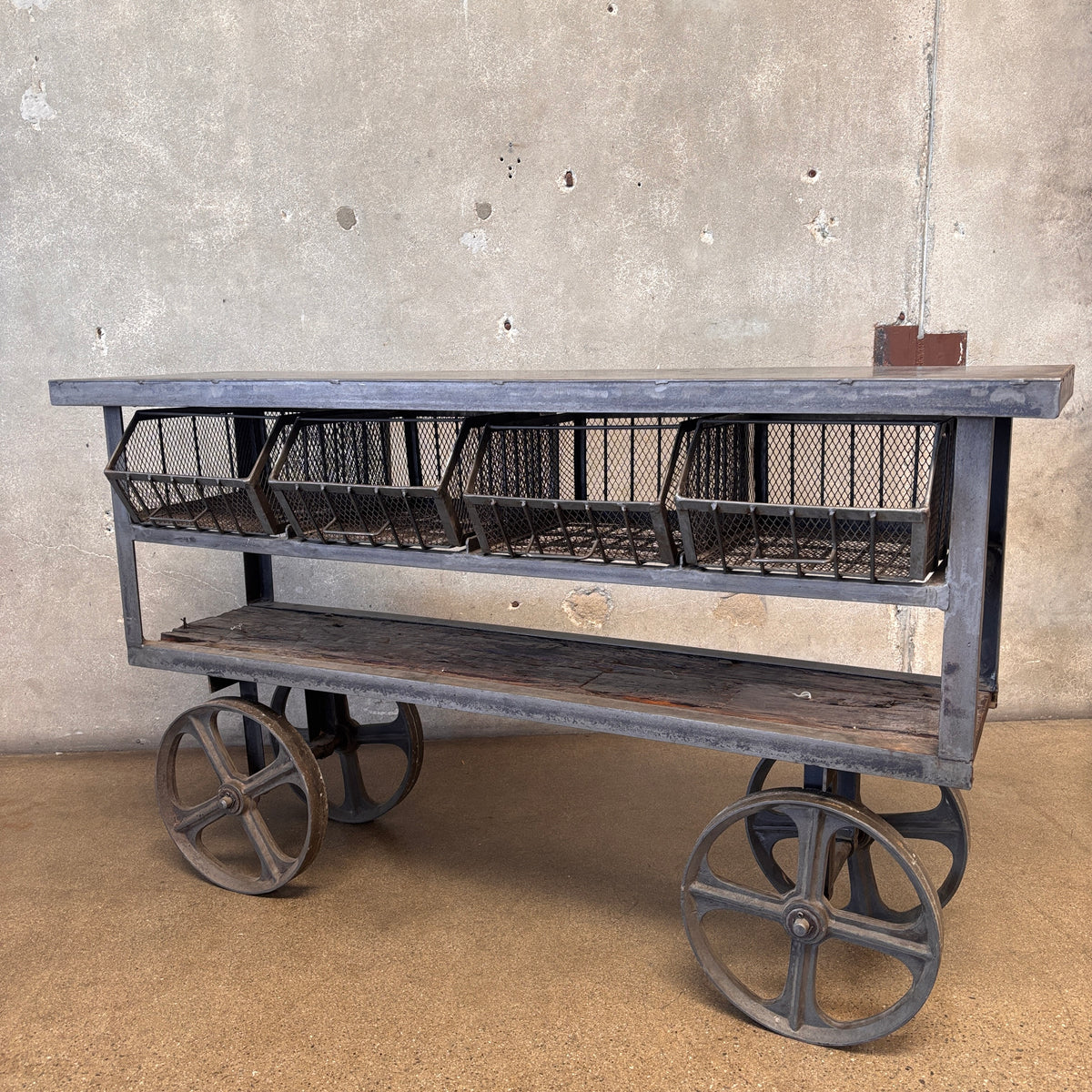All Steel Factory Rolling Cart/Console Table/Bar Cart