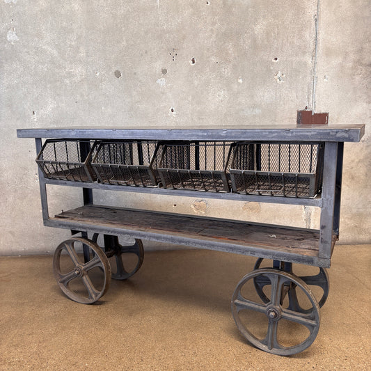 All Steel Factory Rolling Cart/Console Table/Bar Cart