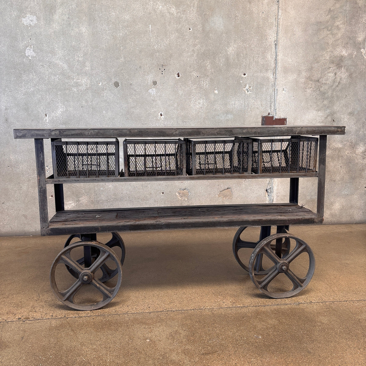 All Steel Factory Rolling Cart/Console Table/Bar Cart