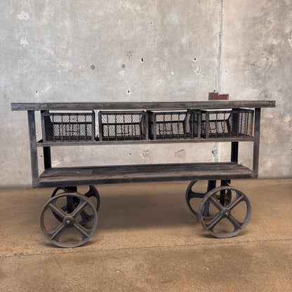 All Steel Factory Rolling Cart/Console Table/Bar Cart