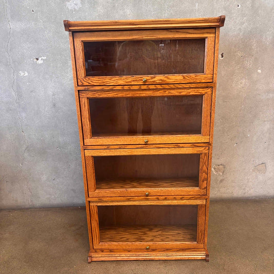Vintage Oak Lawyer Bookcase 4 tier Cabinet #2