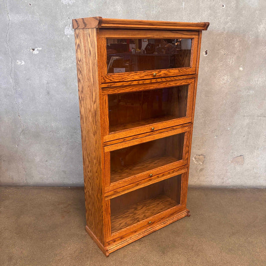 Vintage Oak Lawyer Bookcase 4 tier Cabinet #2