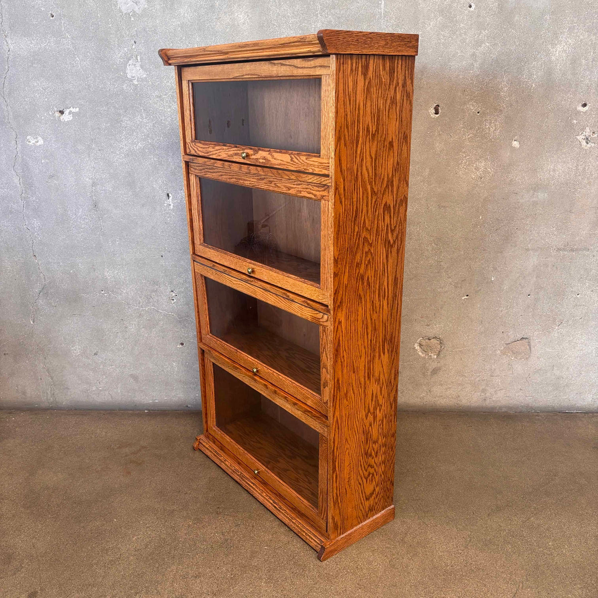 Vintage Oak Lawyer Bookcase 4 tier Cabinet #2