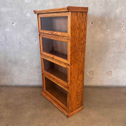 Vintage Oak Lawyer Bookcase 4 tier Cabinet #2
