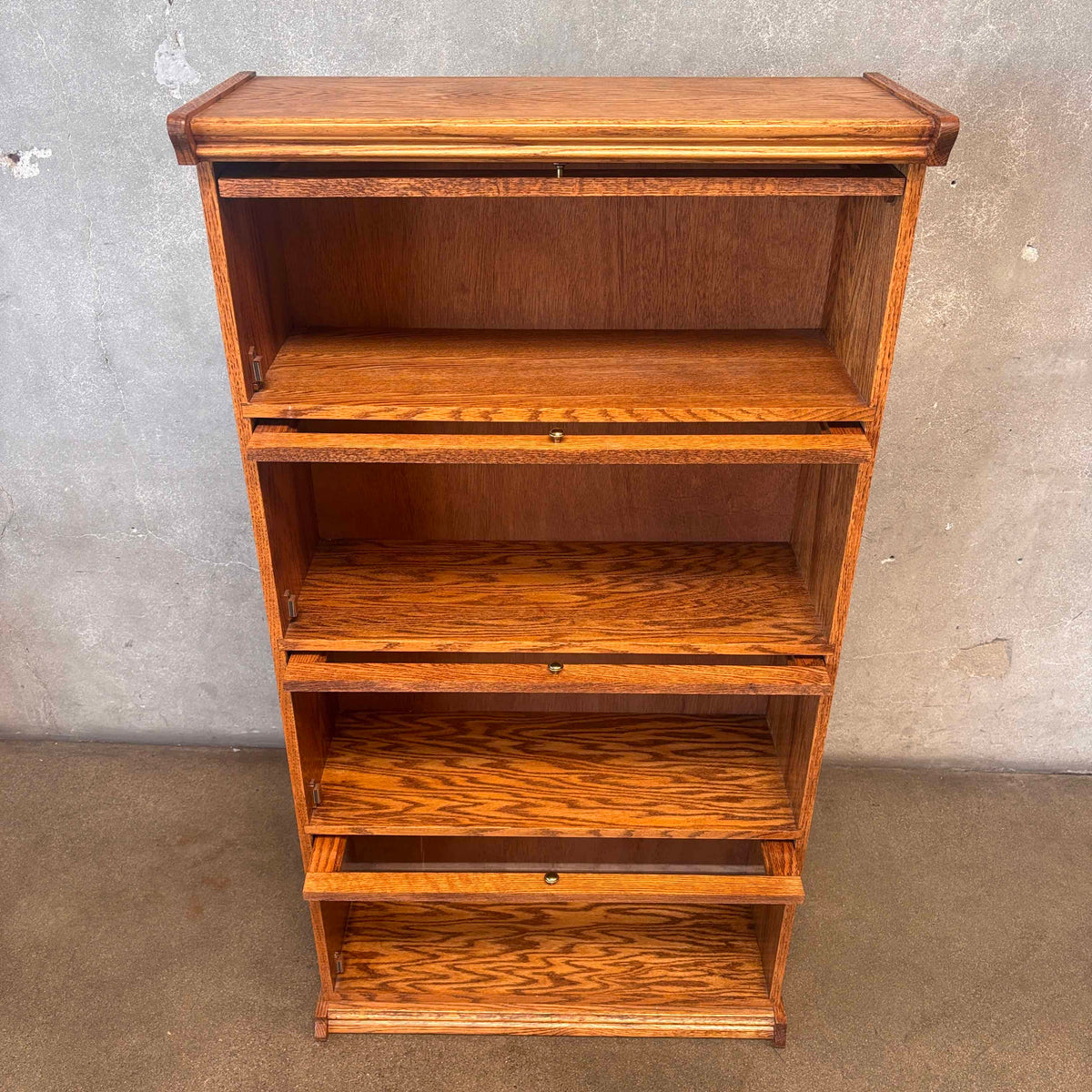 Vintage Oak Lawyer Bookcase 4 tier Cabinet #2