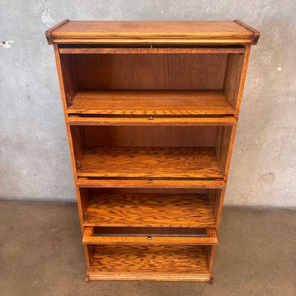 Vintage Oak Lawyer Bookcase 4 tier Cabinet #2