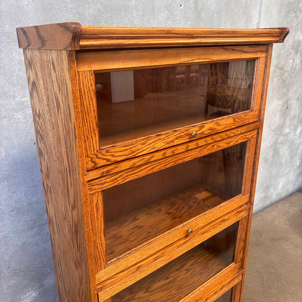 Vintage Oak Lawyer Bookcase 4 tier Cabinet #2