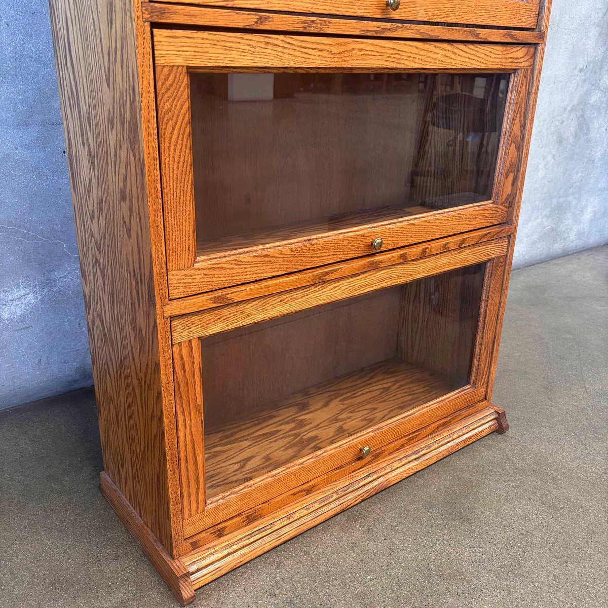 Vintage Oak Lawyer Bookcase 4 tier Cabinet #2