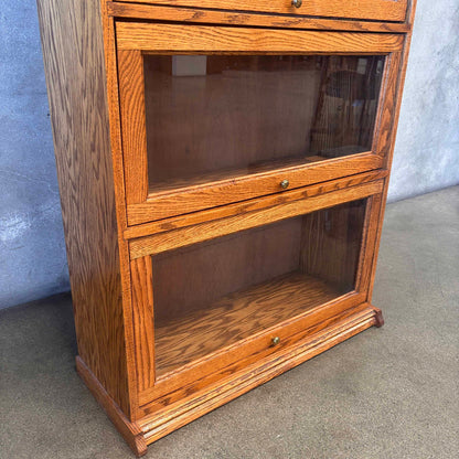 Vintage Oak Lawyer Bookcase 4 tier Cabinet #2