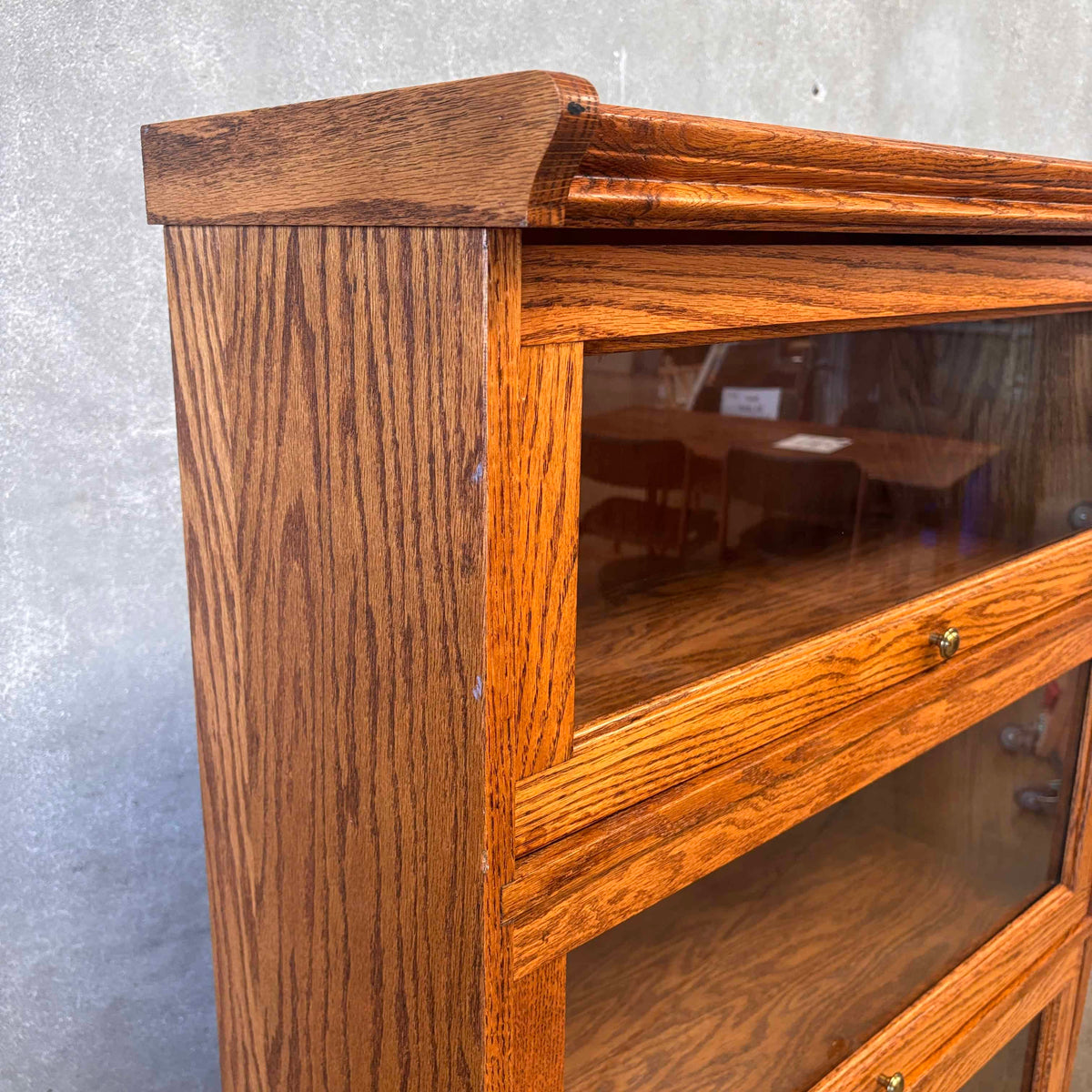 Vintage Oak Lawyer Bookcase 4 tier Cabinet #3