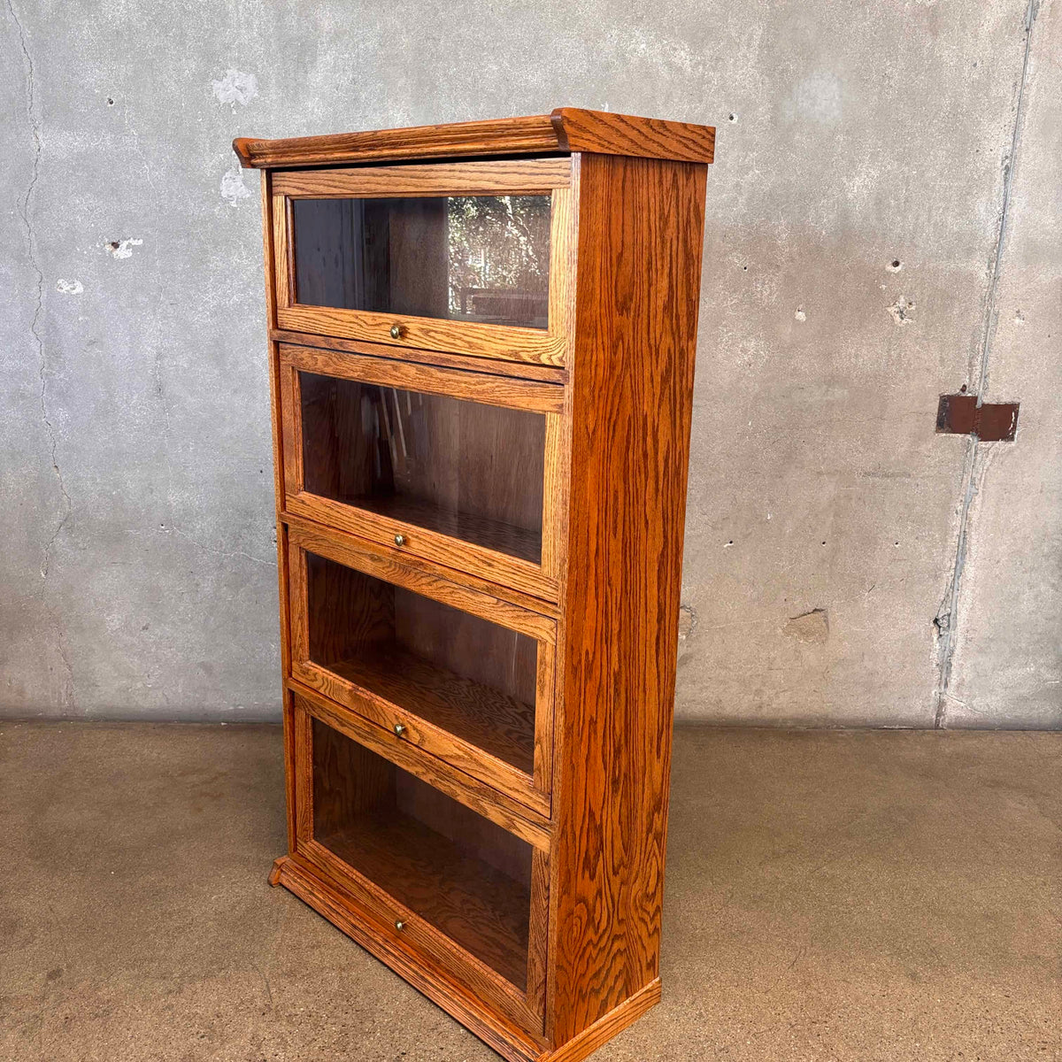 Vintage Oak Lawyer Bookcase 4 tier Cabinet #3