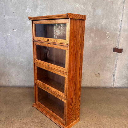 Vintage Oak Lawyer Bookcase 4 tier Cabinet #3