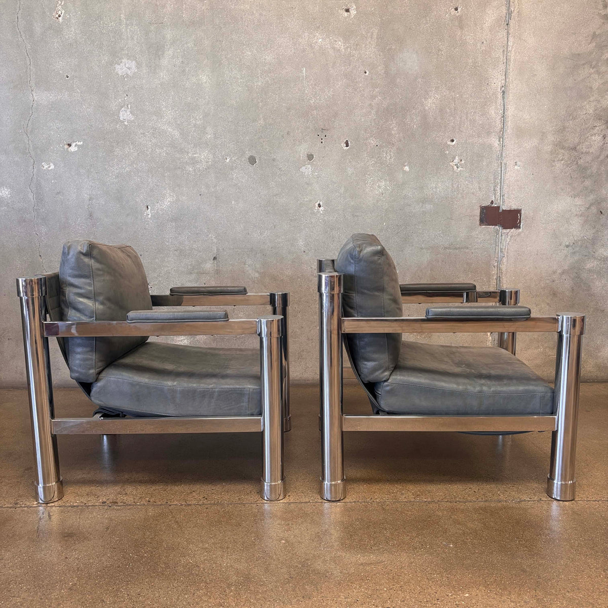 Pair of Beautiful Bernhardt Chesmet + Leather Lounge Chairs