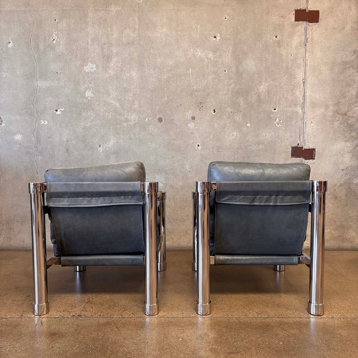 Pair of Beautiful Bernhardt Chesmet + Leather Lounge Chairs