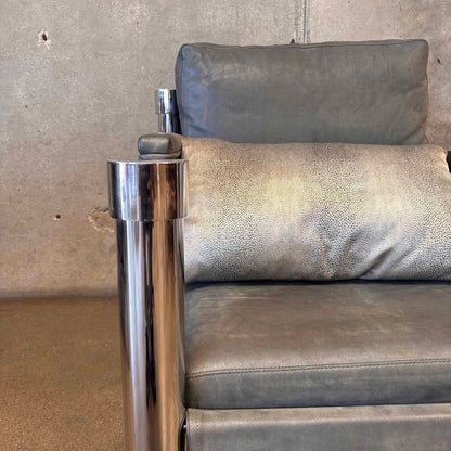 Pair of Beautiful Bernhardt Chesmet + Leather Lounge Chairs