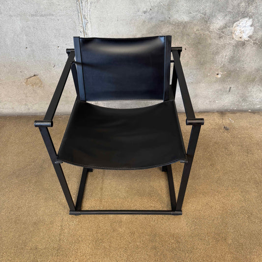 Postmodern Black Leather + Metal Armchair By Radboud Van Beekum For Pastoe #1