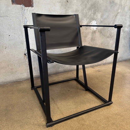 Postmodern Black Leather + Metal Armchair By Radboud Van Beekum For Pastoe #1