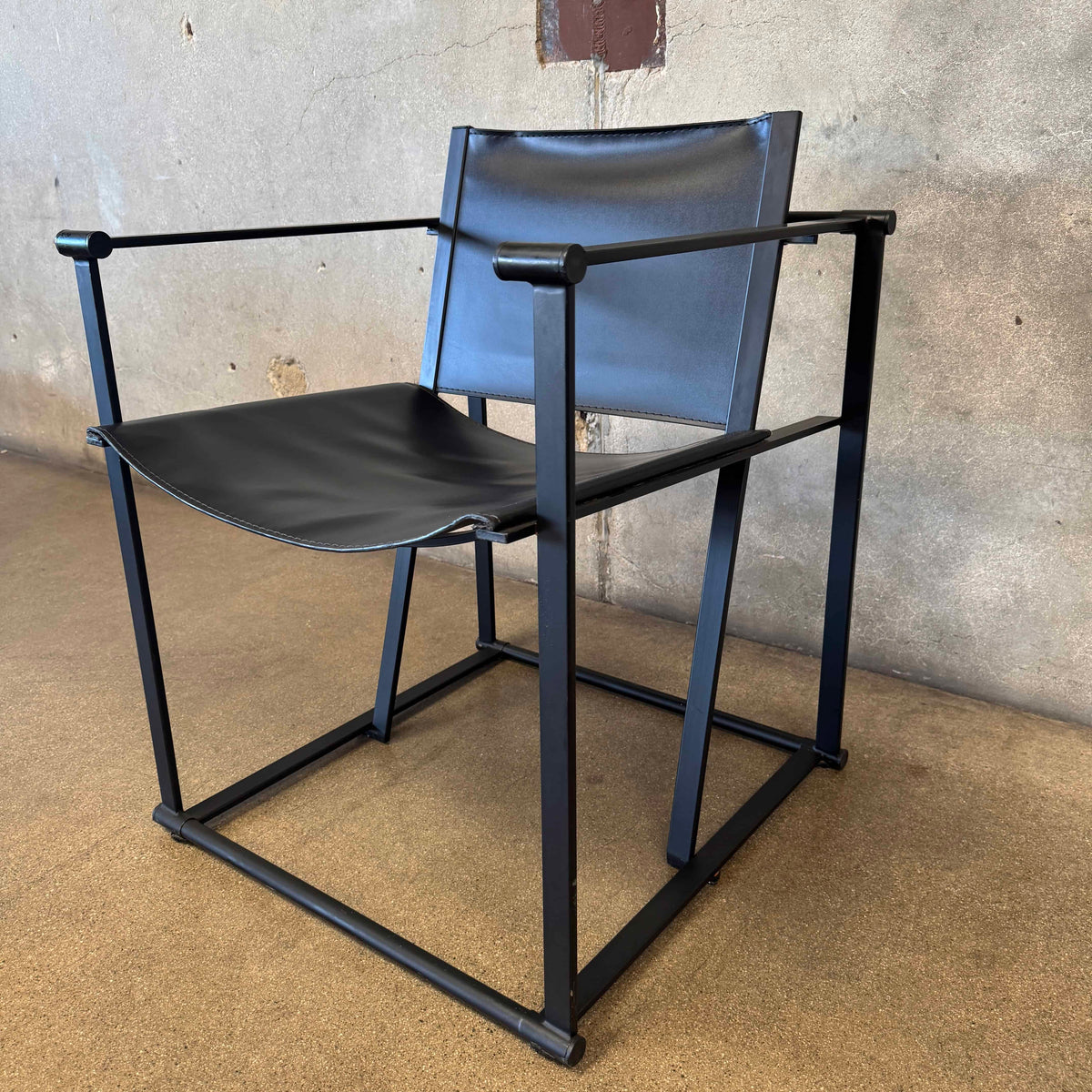 Postmodern Black Leather + Metal Armchair By Radboud Van Beekum For Pastoe #1