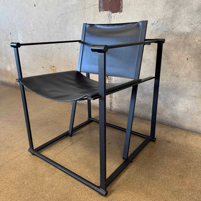 Postmodern Black Leather + Metal Armchair By Radboud Van Beekum For Pastoe #1