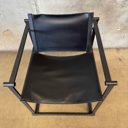 Postmodern Black Leather + Metal Armchair By Radboud Van Beekum For Pastoe #1