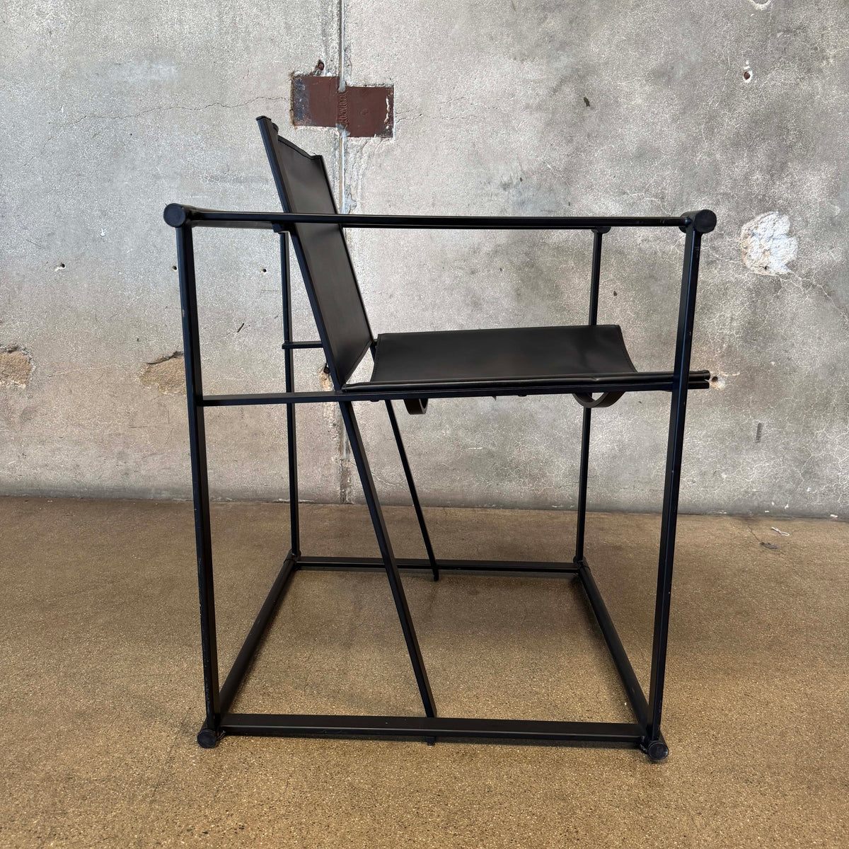 Postmodern Black Leather + Metal Armchair By Radboud Van Beekum For Pastoe #1