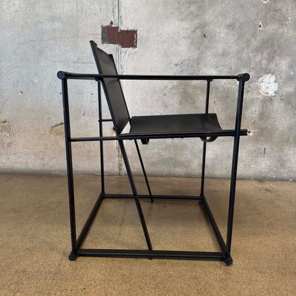 Postmodern Black Leather + Metal Armchair By Radboud Van Beekum For Pastoe #1