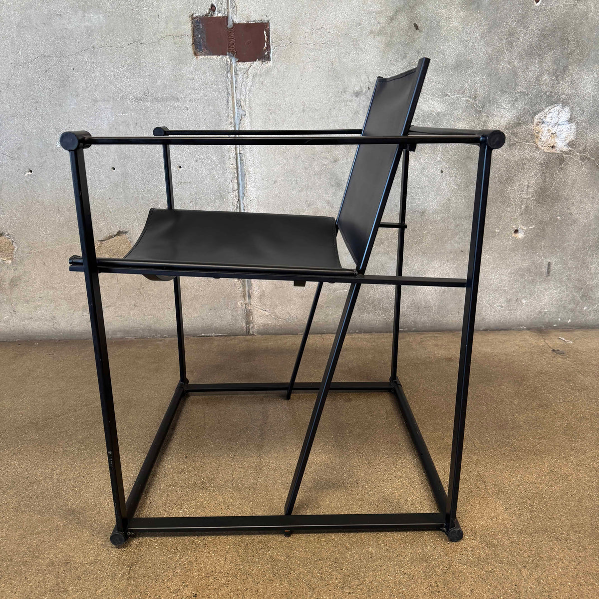 Postmodern Black Leather + Metal Armchair By Radboud Van Beekum For Pastoe #1