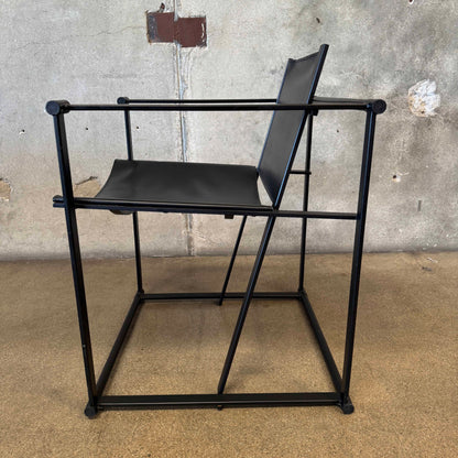 Postmodern Black Leather + Metal Armchair By Radboud Van Beekum For Pastoe #1
