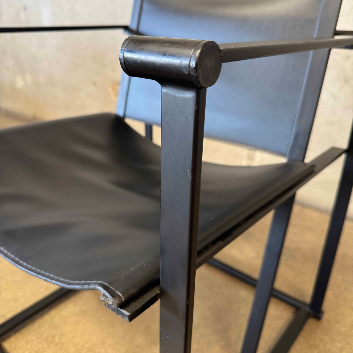 Postmodern Black Leather + Metal Armchair By Radboud Van Beekum For Pastoe #1
