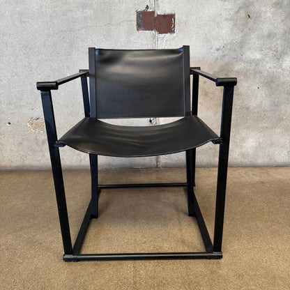 Postmodern Black Leather + Metal Armchair By Radboud Van Beekum For Pastoe #2