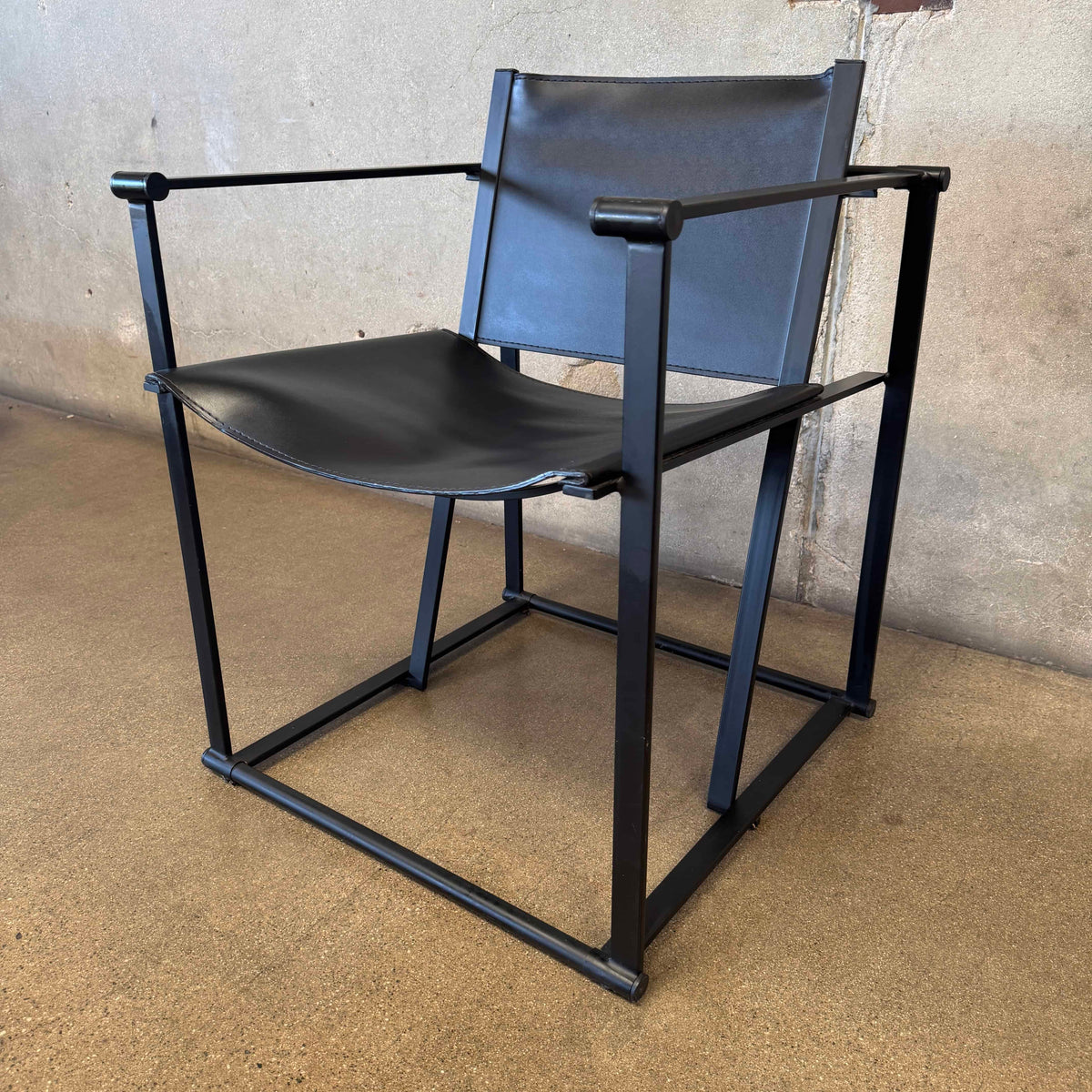 Postmodern Black Leather + Metal Armchair By Radboud Van Beekum For Pastoe #2