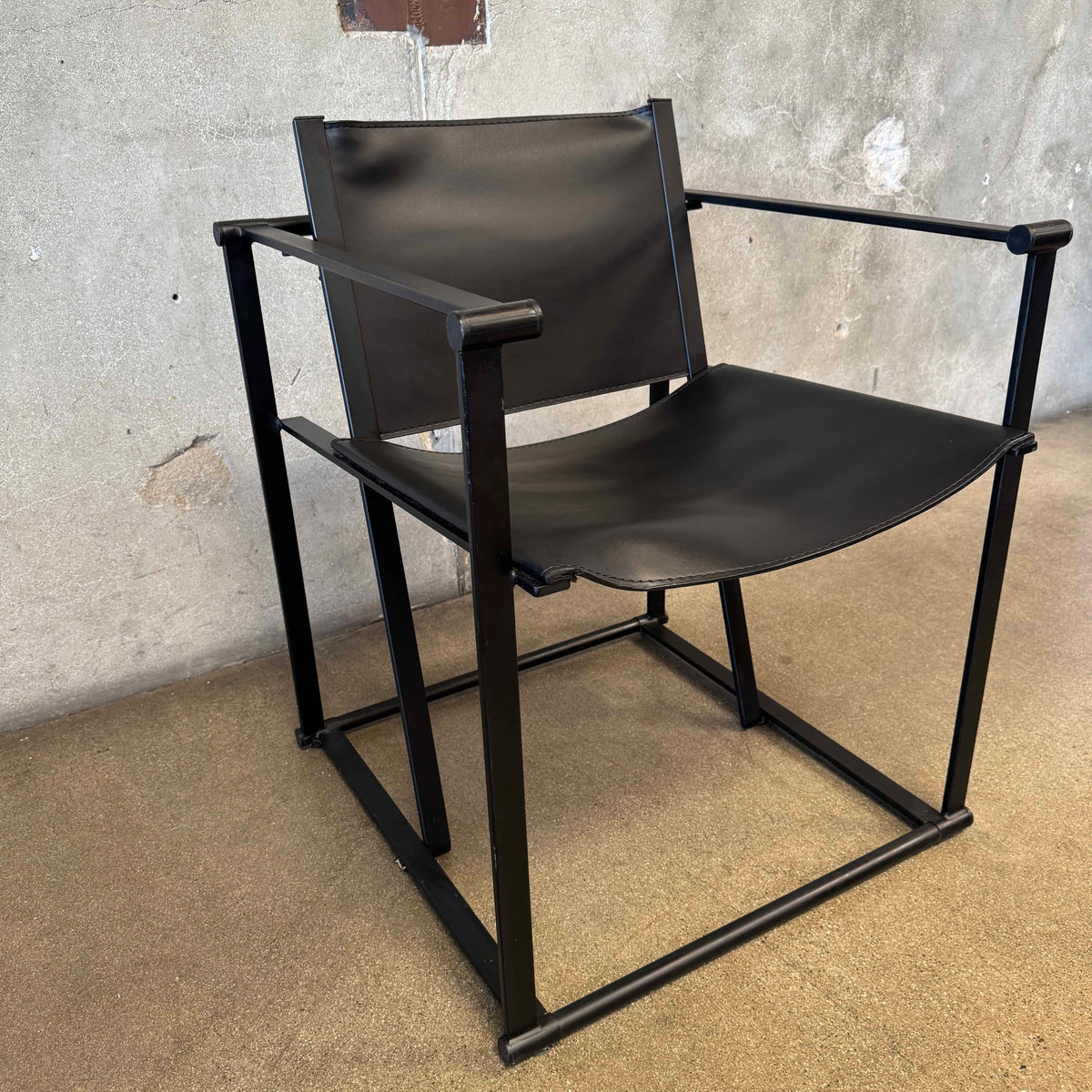 Postmodern Black Leather + Metal Armchair By Radboud Van Beekum For Pastoe #2