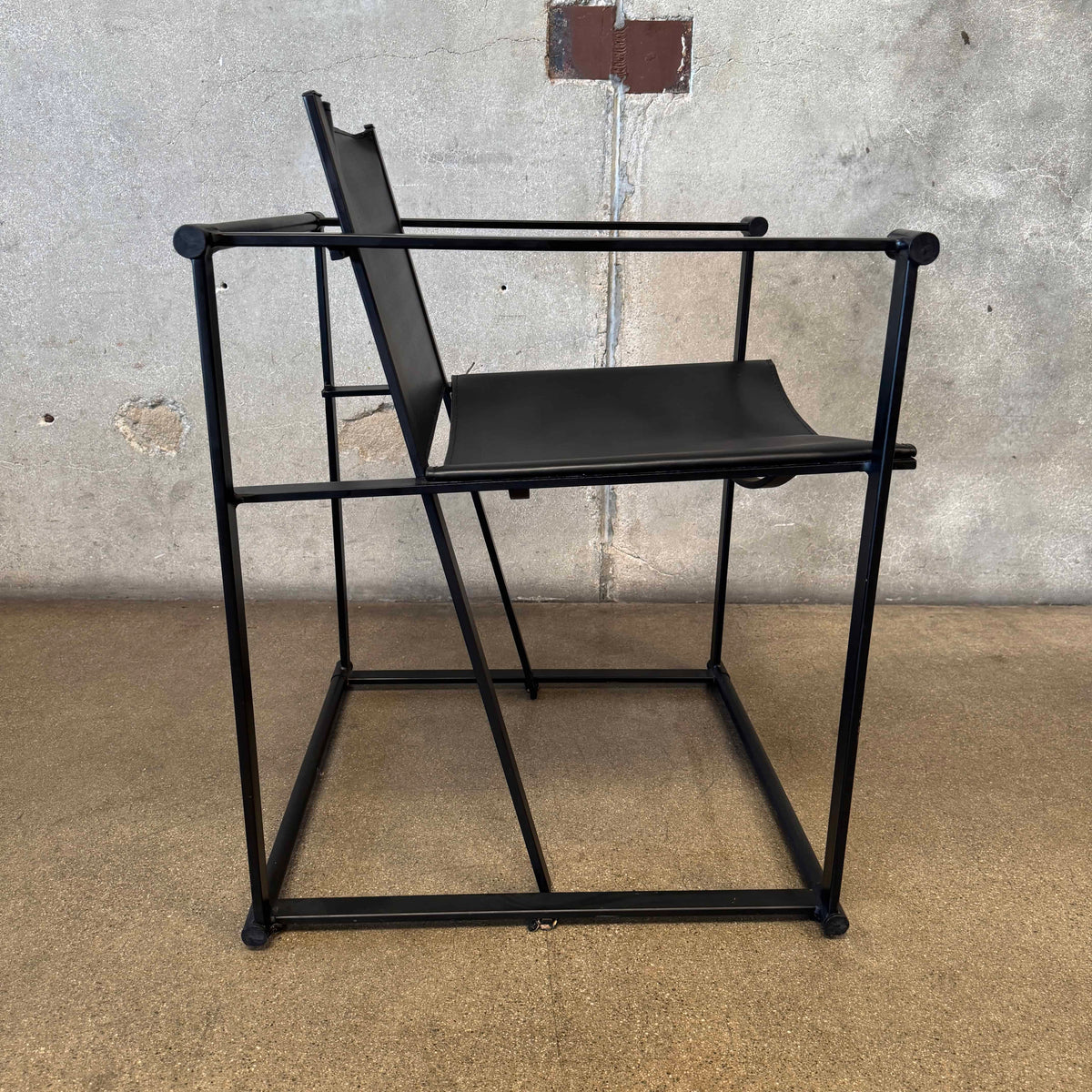 Postmodern Black Leather + Metal Armchair By Radboud Van Beekum For Pastoe #2