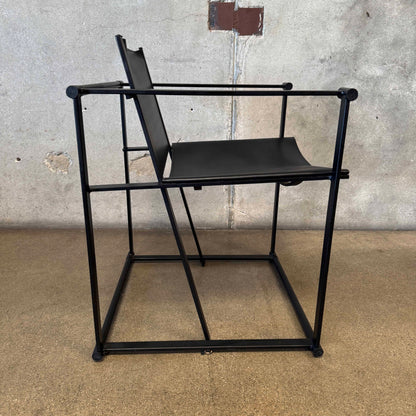Postmodern Black Leather + Metal Armchair By Radboud Van Beekum For Pastoe #2