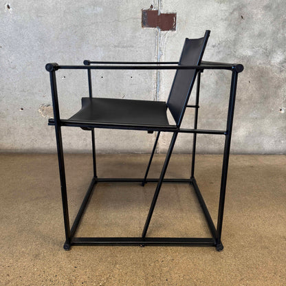Postmodern Black Leather + Metal Armchair By Radboud Van Beekum For Pastoe #2