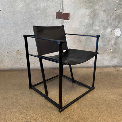 Postmodern Black Leather + Metal Armchair By Radboud Van Beekum For Pastoe #2