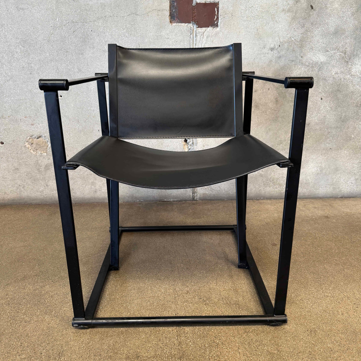 Postmodern Black Leather + Metal Armchair By Radboud Van Beekum For Pastoe #3