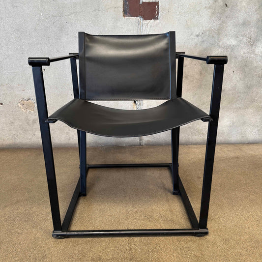 Postmodern Black Leather + Metal Armchair By Radboud Van Beekum For Pastoe #3