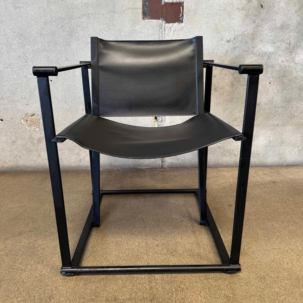 Postmodern Black Leather + Metal Armchair By Radboud Van Beekum For Pastoe Product Image