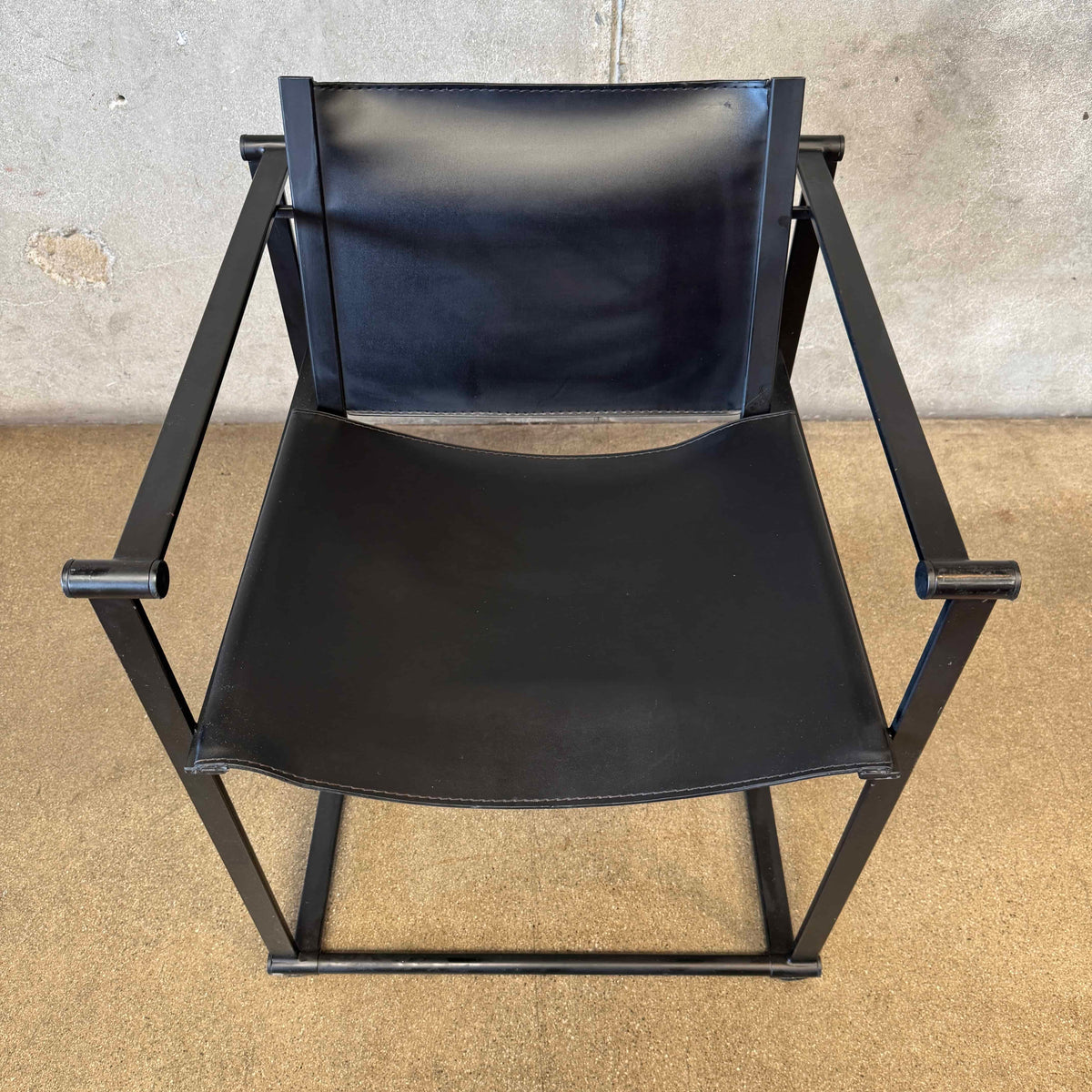 Postmodern Black Leather + Metal Armchair By Radboud Van Beekum For Pastoe #3