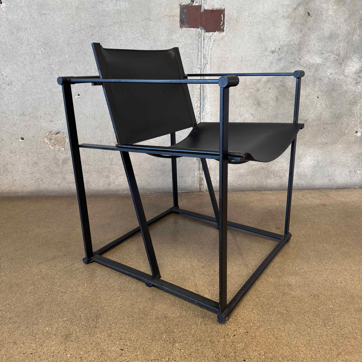 Postmodern Black Leather + Metal Armchair By Radboud Van Beekum For Pastoe #3