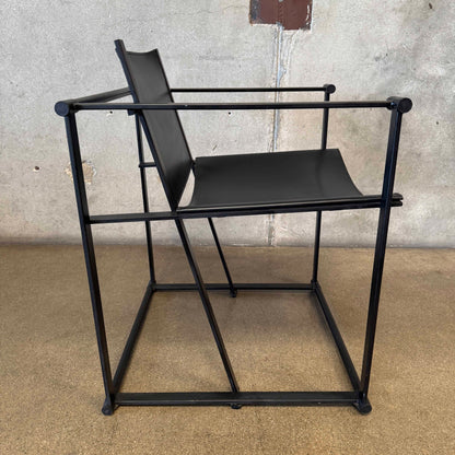 Postmodern Black Leather + Metal Armchair By Radboud Van Beekum For Pastoe #3