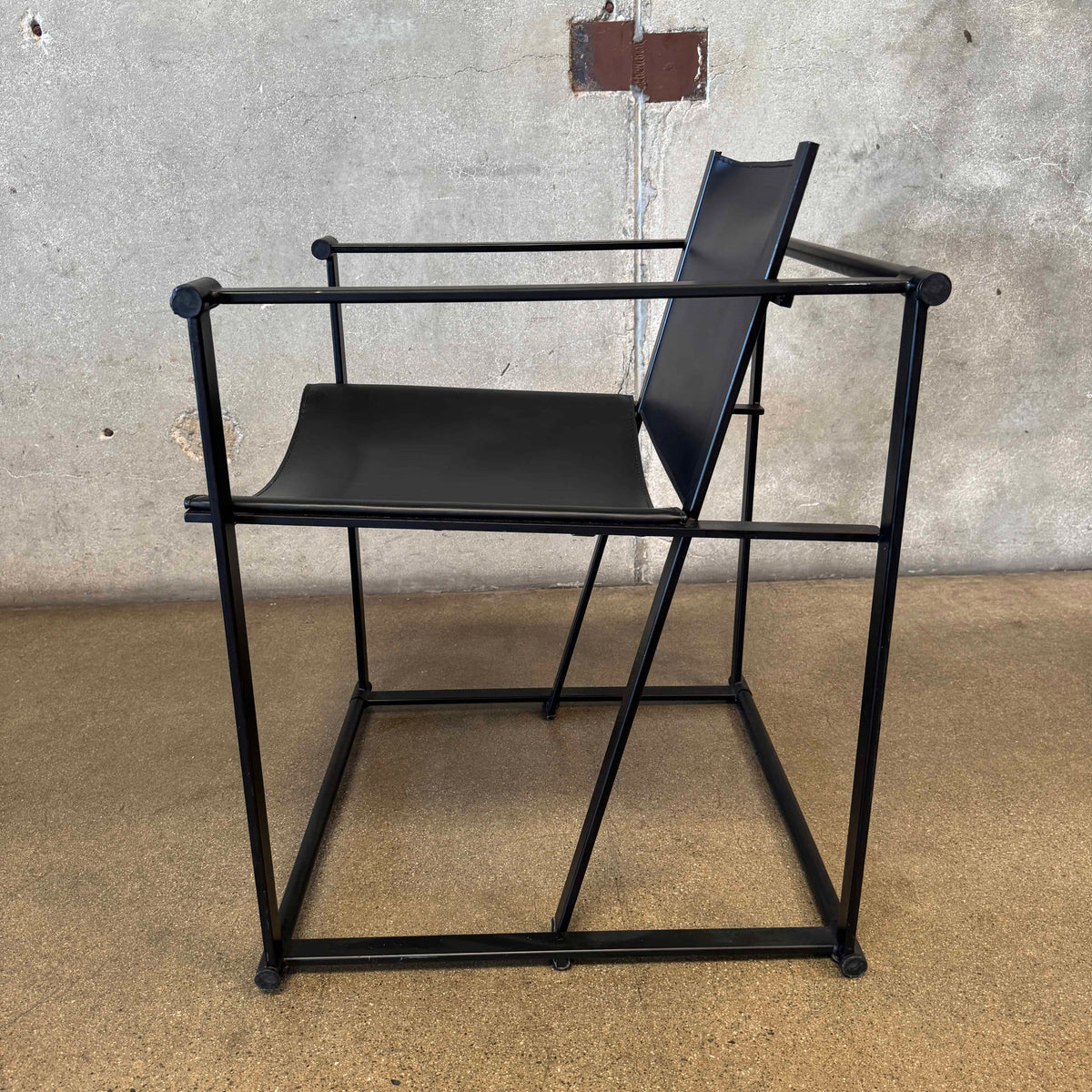 Postmodern Black Leather + Metal Armchair By Radboud Van Beekum For Pastoe #3