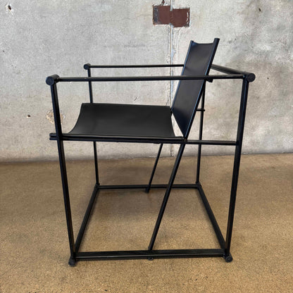 Postmodern Black Leather + Metal Armchair By Radboud Van Beekum For Pastoe #3