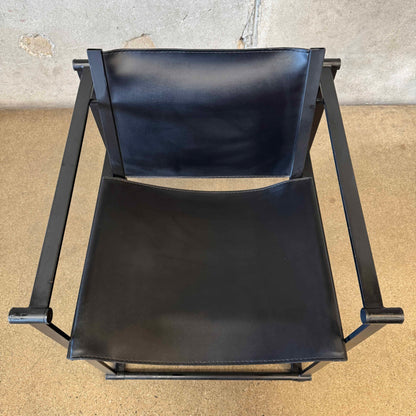 Postmodern Black Leather + Metal Armchair By Radboud Van Beekum For Pastoe #3