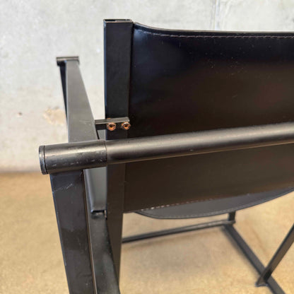 Postmodern Black Leather + Metal Armchair By Radboud Van Beekum For Pastoe #3